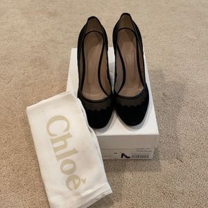 Chloe scallop suede heel - size 36